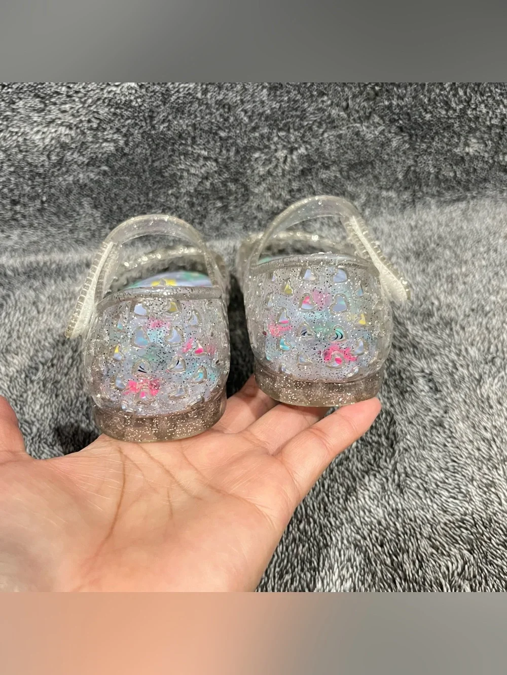 Wonder Nation jelly shoes clear glitter-infused for toddler girls size 6